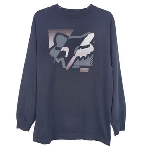 FOX Racing Mens Crewneck Graphic Tee Long Sleeve 100% Cotton Black Sz Medium